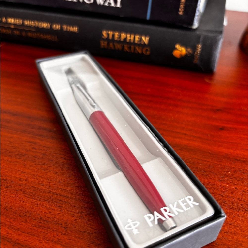 Vintage Parker Burgundy and Chrome Ballpoint Pen